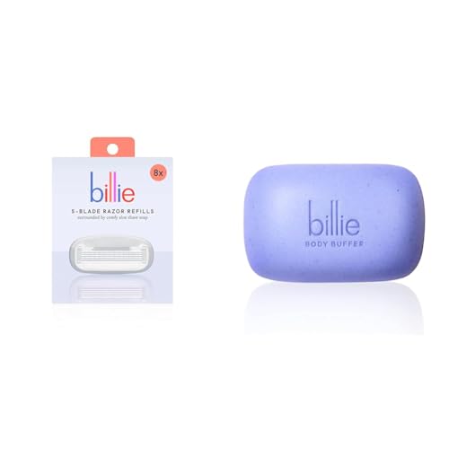 Billie Women¡¯s Razor Refill Blades 5-Blade Cartridges - 8 count & Body Buffer - Pre-shave Exfoliating Bar - 3.5 oz