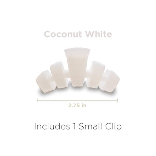 TELETIES - Small Hair Clip - Hair Claw Clips for Women - Strong Grip, Bendable Teeth, Comfortable Curved Design - Ideal for Thin or Short Hair - For All Hair Textures - Coconut White