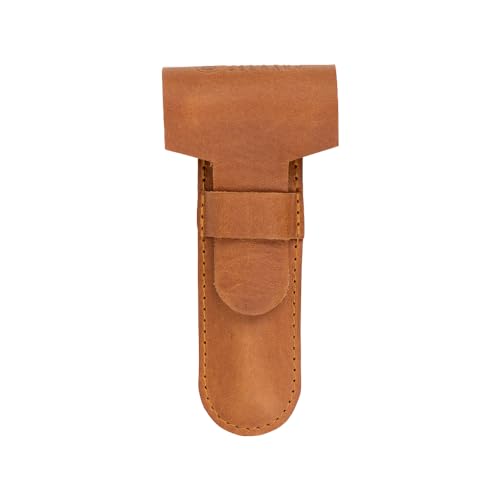 MERKUR Brown Leather Razor Case ? Vegetable-Tanned Cowhide, Precision Fit for Safety Razors up to 110 mm, Protective Travel Cover, Made in Germany