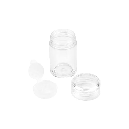 6 Pcs Plastic Loose Powder Jar 10g Clear Refillable Face Powder Case Cosmetic Sample Pots Bottles Eyeshow Powder Box Concealer Powder Sifter Container with 12 Holes (clear lid)