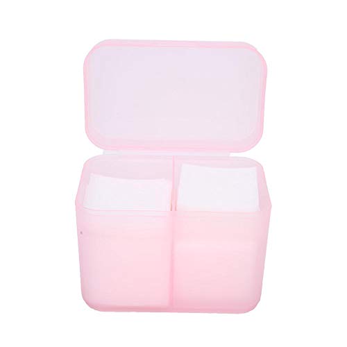 2 Grids Nail Storage Box Nail Polish Remover Pad Storage Box Container Box Plastic Box Transparent Box Makeup Storage Box Safe and Hygienic Suitable for Home Salon(PINK)