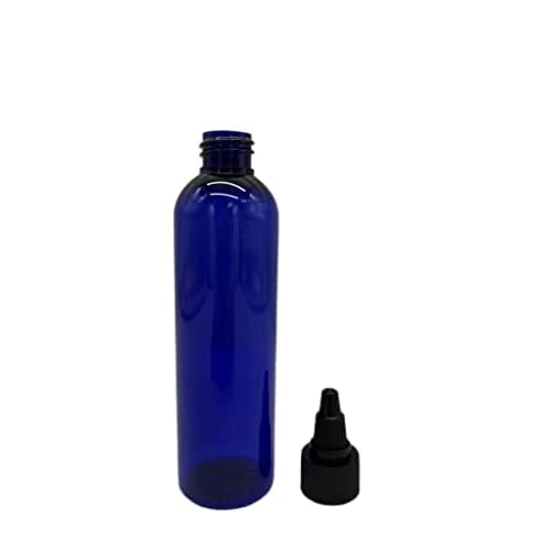 Natural Farms 4 oz Blue Cosmo Plastic Bottles -12 Pack Empty Bottle Refillable - BPA Free - Essential Oils - Aromatherapy | Black Twist Top Cap - Made in the USA