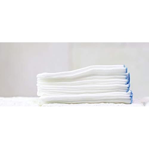 Angel-In-Moms [15 Packs] Natural Cotton 100% Soft Muslin Gauze Handkerchief, Face Washcloths, Makeup Remover Thin Towels, Wide Size 14 inch x 14 inch, Reusable Napkins Hankies Bath Towel (Blue)