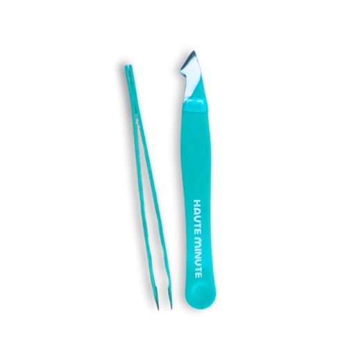Go Girl! Mini Tweezers, Stainless Steel Tweezer for Travel, Precision Tweezers for Eyebrows, Facial Hair, Ingrown Hair, Chin, Splinter Removal, Eyebrow Plucker (Aqua)