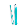 Go Girl! Mini Tweezers, Stainless Steel Tweezer for Travel, Precision Tweezers for Eyebrows, Facial Hair, Ingrown Hair, Chin, Splinter Removal, Eyebrow Plucker (Aqua)
