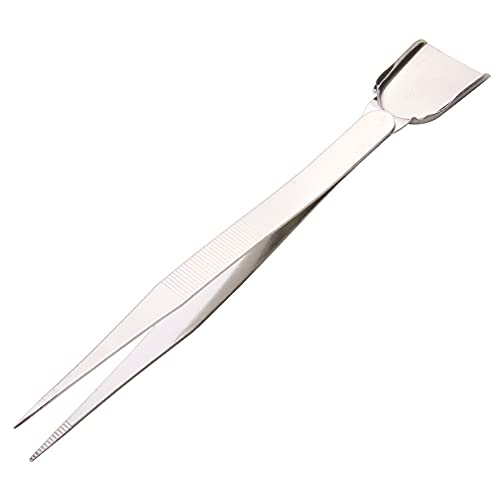 2 Pieces Stainless Steel Tweezers with Shovel Stainless Steel Handy Tweezer with Shovel Diamond Gem Tweezers Jewelry Tweezers with Scoop Gems Pick Up Beads Tools for Beads Gems Diamond