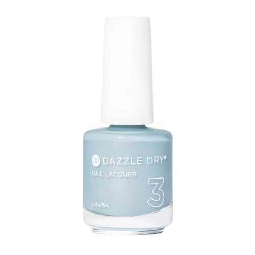 Dazzle Dry Nail Lacquer (Step 3) - Ski Lift - A powder blue with gray undertones with red shimmer. Semi-sheer shimmer. (0.5 fl oz)