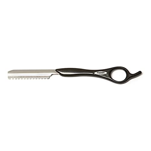 Feather - Standard Styling Razor Kit ? Ergonomic 7.25 inch Black Razor Handle, 11 Guarded Replacement Blades & Metal Disposable Case ? Japanese Stainless Steel - Made in Japan