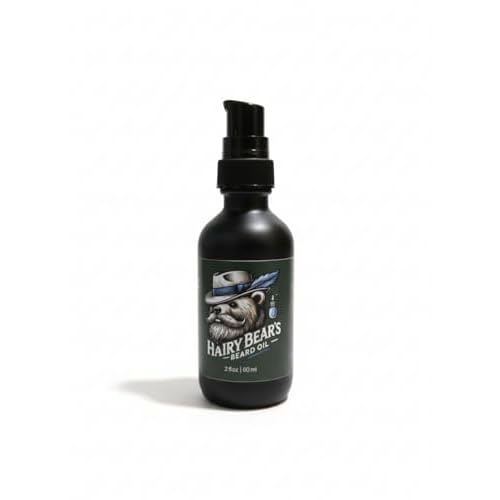 Hairy Bear¡¯s Beard Conditioning Oil ? Sandalwood | Organic Castor & Jojoba | Non-Greasy Beard Conditioner | 2 fl oz Pump Glass Bottle