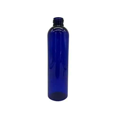 Natural Farms 8 oz Blue Cosmo Plastic Bottles -12 Pack Empty Bottle Refillable - BPA Free - Essential Oils - Aromatherapy | Black Twist Top Cap - Made in the USA