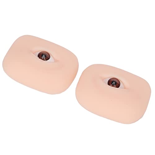 FILFEEL 1 Pair Soft Silicone Eye Model Flexible 5D for Practicing Piercing Suture Makeup Teaching Instructions for Eye Makeup, Semi Permanent Eyebrow Line Practice (Brown Eyeball)