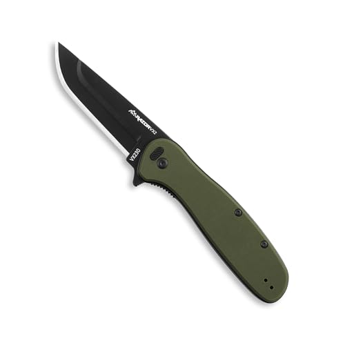 OUTDOOR EDGE - Razor VX2 | Green G10 with Black Drop Point | Replaceable Blade EDC Folding Pocket Knife | 3" Stainless Blade, Reversible Pocket Clip