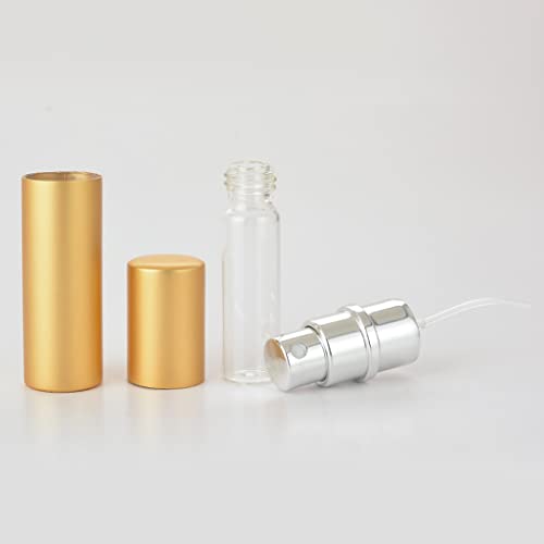 20 Pack Set 10ML Protable Refill Bulk Atomizer Spray Travel Perfume Bottle Hydrating Empty Bottle (20Pack Metal Gold)