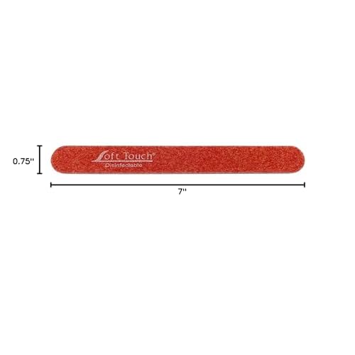 Soft Touch Nail File, Extra Coarse 80 Grit, Durable Red Mylar, for Acrylic Nails, 7 Inch - 25 Piece