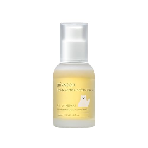 mixsoon Soondy Centella Asiatica Essence-Soothing and Calming for Face, Jeju Island Cica Extracts and Hydrating Formula for Balanced Skin 30ml / 1.01 fl.oz. Korean Glass Skin Care