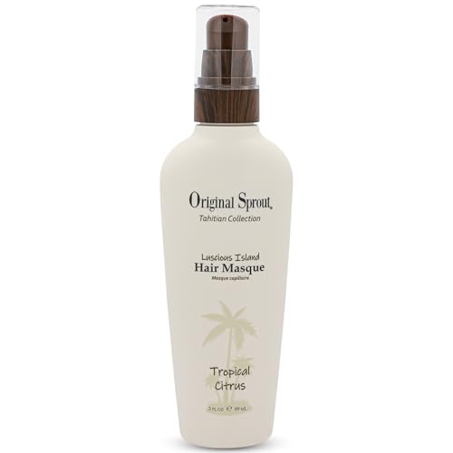 Original Sprout Luscious Island Hair Masque, Hydrating Rinse-Out Conditioning Hair Mask for Dry, Damaged Locks with Jojoba Protein & Argan Oil, Vegan & Cruelty-Free, Tropical Citrus Scent, 3 fl oz