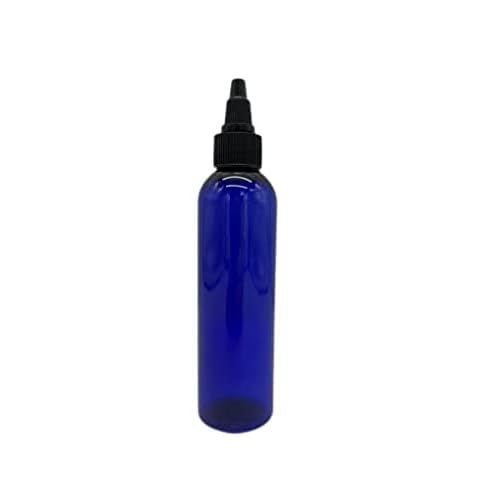 Natural Farms 4 oz Blue Cosmo Plastic Bottles -12 Pack Empty Bottle Refillable - BPA Free - Essential Oils - Aromatherapy | Black Twist Top Cap - Made in the USA