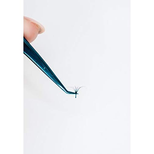 LivBay Lash - Blue Magic Eyelash Stainless Steel Tweezer for Volume Lash Extensions | Curved Tip | False Lash Applicator Tool (Professional Use Only)