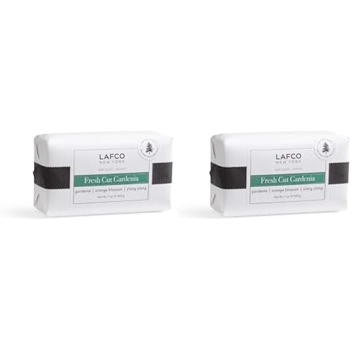 LAFCO New York Bar Soap, Fresh Cut Gardenia - 7 oz - Ultra-Hydrating, Natural Formula - All Skin Types - Made in Europe (Pack of 2)