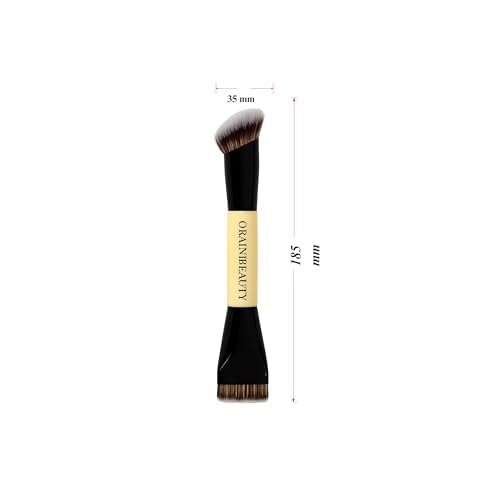 Professional Dual-Ended Foundation Brush & Contour Brush 2-in-1 Makeup Brush for Liquid, Cream & Powder, Large Buffing & Precision Tips,Soft Vegan Bristles, Streak Free,OrainiBeauty