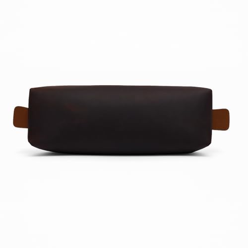 Genuine Leather Toiletry Bag for Men & Women ? Travel Bathroom Organizer Kit, Makeup & Cosmetic Pouch, Compact Dopp Kit with Heavy-Duty Zipper, Handmade Dark Brown Travel Case