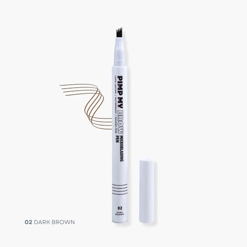 Pimp My Brow Microblading Eyebrow Pen ? 4-Fork Tip, Waterproof, Long-Lasting, Natural Hair-Like Strokes, 3 Shades Dark Brown, 6ML/0.21 OZ(pack of 1)