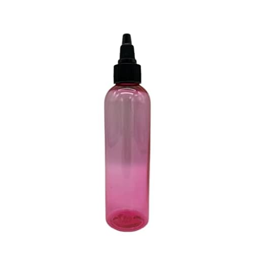 Natural Farms 4 oz Pink Cosmo Plastic Bottles -12 Pack Empty Bottle Refillable - BPA Free - Essential Oils - Aromatherapy | Black Twist Top Cap - Made in the USA