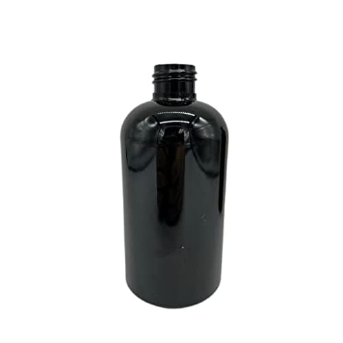 Natural Farms 8 oz Black Boston Plastic Bottles -12 Pack Empty Bottle Refillable - BPA Free - Essential Oils - Aromatherapy | Black Press Down Disc Cap - Made in the USA