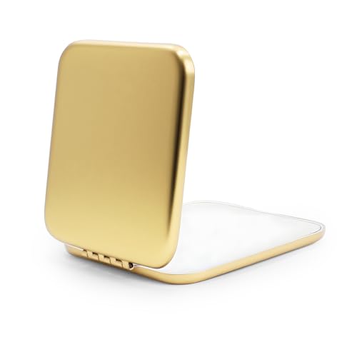 Compact Mirror, Pocket Travel Makeup Mirror for Purse, Metal Square Shell, 2-Sided 1X/2X Magnifying, Portable, Folding, Handheld, Gold,12 Pack