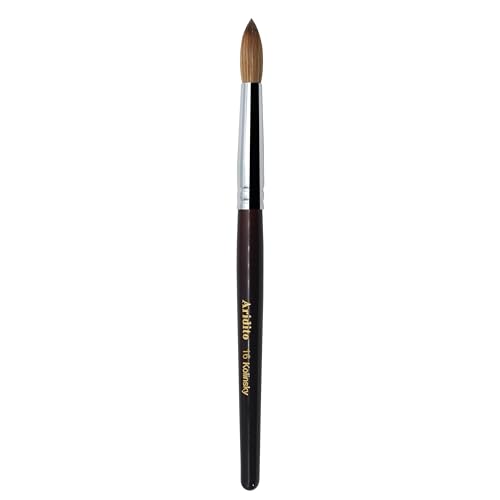 Round Head Kolinsky Acrylic Nail Brush Red Wine Color Wooden Handle For Professional Manicure DIY Home Salon £¨Size 8/10/12/14/16/18£© (16# Kolinsky)