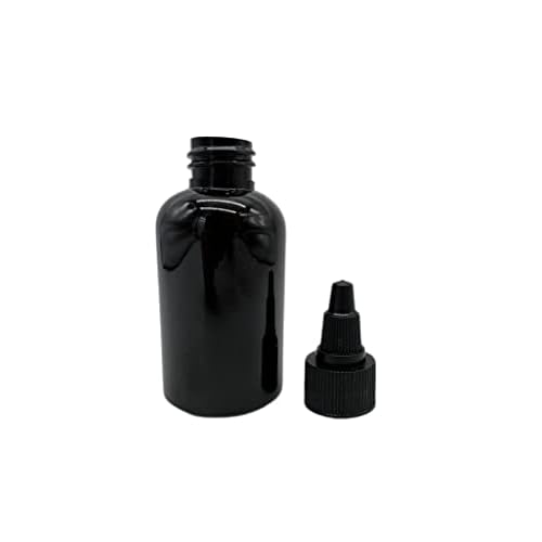 Natural Farms 2 oz Black Boston Plastic Bottles -12 Pack Empty Bottle Refillable - BPA Free - Essential Oils - Aromatherapy | Black Twist Top Cap - Made in the USA