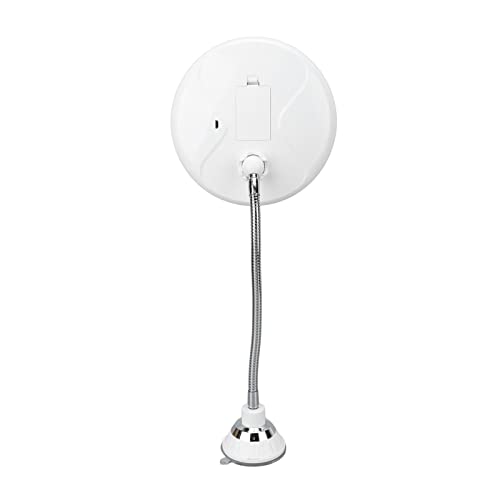 Zetiling 10x Magnification LED Makeup Mirror, Wall Mount, Round, 17.3"L x 6.9"W, Black Frame, Modern Style, Adjustable Brightness, Three Light Colors, Suction Cup Design