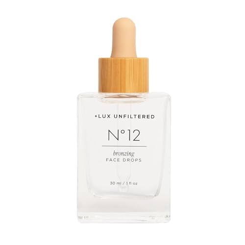 + Lux Unfiltered N¡Æ12 Face Tanning Drops - Non-Comedogenic Bronzing Drops for Face with Hyaluronic Acid, Vitamin E, & Passionfruit Oil - Fragrance Free, Cruelty Free, & Vegan Self Tanner