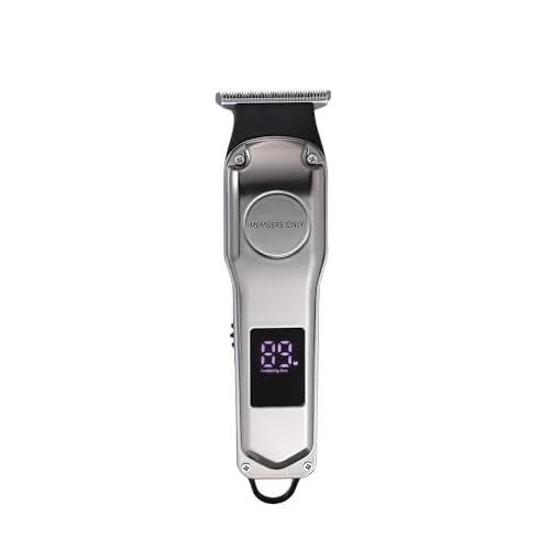 Members Only Hair Clipper, Men¡¯s Lithium Cordless T-Blade, Stainless Steel Blades, USB Rechargeable, LED Display, 5 Comb Guides, Precision Kit for Hair Cutting and Grooming