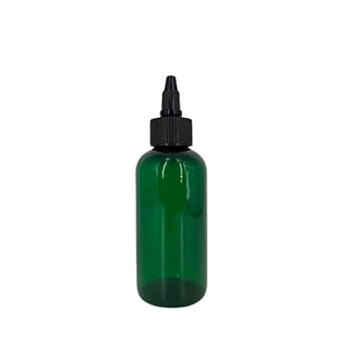Natural Farms 4 oz Green Boston Plastic Bottles -12 Pack Empty Bottle Refillable - BPA Free - Essential Oils - Aromatherapy | Black Twist Top Cap - Made in the USA