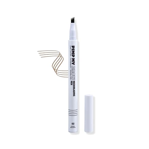 Pimp My Brow Microblading Eyebrow Pen ? 4-Fork Tip, Waterproof, Long-Lasting, Natural Hair-Like Strokes, 3 Shades Dark Brown, 6ML/0.21 OZ(pack of 1)