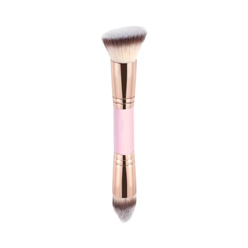 4-piece foundation make-up makeup brush double head beveled contour brush suitable for mixing liquid powder concealer cream blush brush eyes (pink)