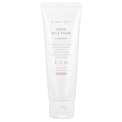 S.NATURE AQUA RICE FOAM CLEANSER | Facial Cleanser, Rice Extract Rice Powder Cleanser with Mild Cleansing, Glycerin,Vegan, Face Wash, Korean Skincare¤Ó 80ml 2.7 Fl Oz