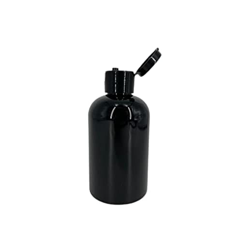 Natural Farms 4 oz Black Boston Plastic Bottles -12 Pack Empty Bottle Refillable - BPA Free - Essential Oils - Aromatherapy | Black Flip Top Snap Cap - Made in the USA
