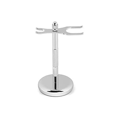 G.B.S Classic Deluxe Stainless Steel Brush and Razor Stand, Properly Store Brush and Razor Prolong Shaving Tools Non Slip Well Balanced Convenient Choice Extra Grip