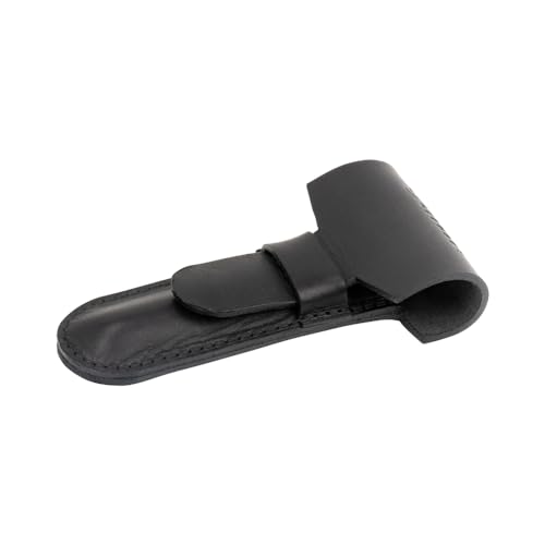 Omega Shaving Brush in Black Badger with Resin Handle and Holder.