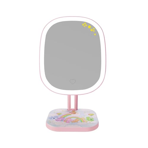 Impressions Vanity Care Bears Highlight LED Makeup Mirror, 90 Degree Tilts Travel Vanity Mirror with Detachable Base, Adjustable Brightness, Soft Touch Sensor, and Premium Artwork Design