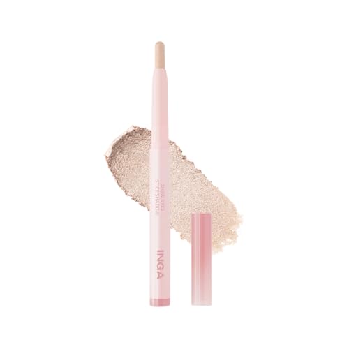 INGA Shine Eyes Stick Shadow - Creamy Shimmer Eyeshadow, Smudge-Proof, Easy-to-Blend, Long-Lasting Eye Makeup Stick with Precise Tip for Easy Application (Shining Sugar)