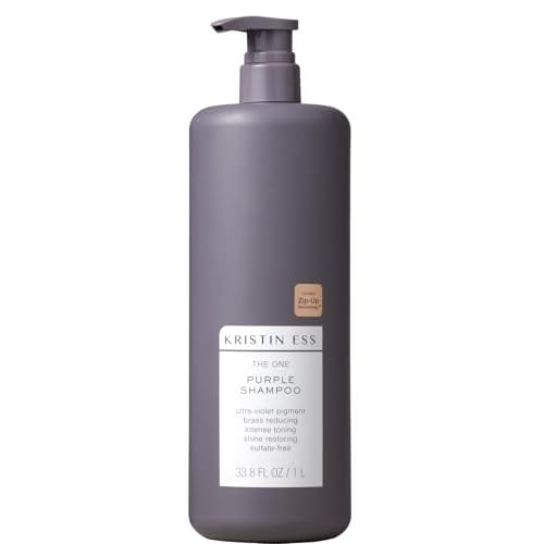 Kristin Ess Hair The One Purple Shampoo - Toning for Blonde Hair, Neutralizes Brass + Yellow Tones, Sulfate Free, 33.8 fl oz