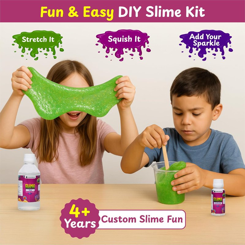 Kids Slime Making Kit with Glitter, Confetti & Molds – 15+ Activities for Ages 4+