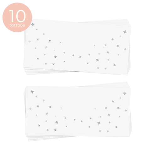 DEW DROPS EYE JEWEL set of 10 premium waterproof metallic silver foil temporary Flash Tattoos - Party Favors, temporary tattoo, face tattoo, face freckles, face jewels, stars