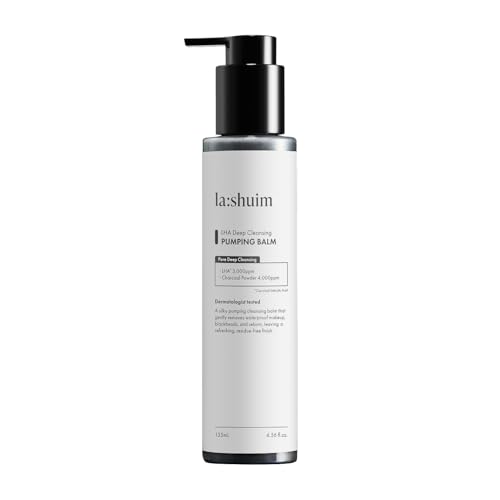 LA:SHUIM] LHA 4-in-1 Deep Cleansing Pumping Balm, Pores, Blackheads, Sensitive Skin, Makeup Removal, Charcoal, Korean Skincare 4.5 fl oz (135 ml)