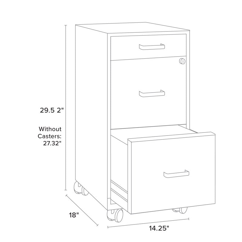 18-Inch Deep 3-Drawer Metal File Cabinet - Mobile Office Storage