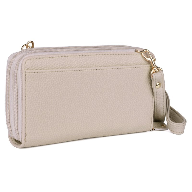 Vegan Leather RFID Double Zip Organizer for Women with Multiple Card Slots