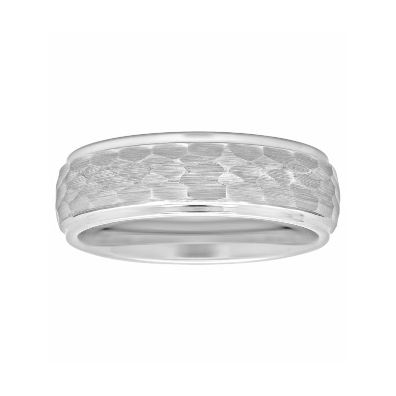 Men's Tungsten Hammered Finish Ring - 8MM Wide Men's Wedding Band
